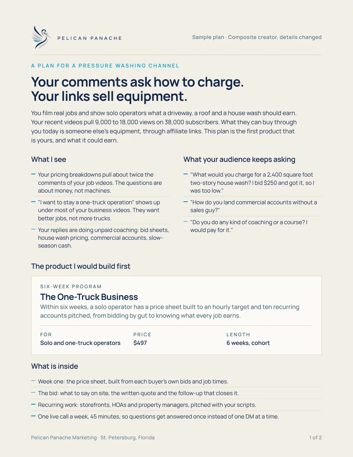 Sample creator plan, page 1